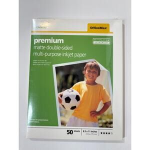 OfficeMax Double Sided Inkjet Paper, Matte Premium, Inkjet OM96080 50 Sheets